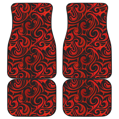 Maori Red Black Themed Design Car Floor Mats Front Back
