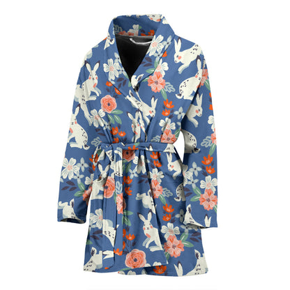 Bunny Pattern Print Design 07 Women Bathrobe
