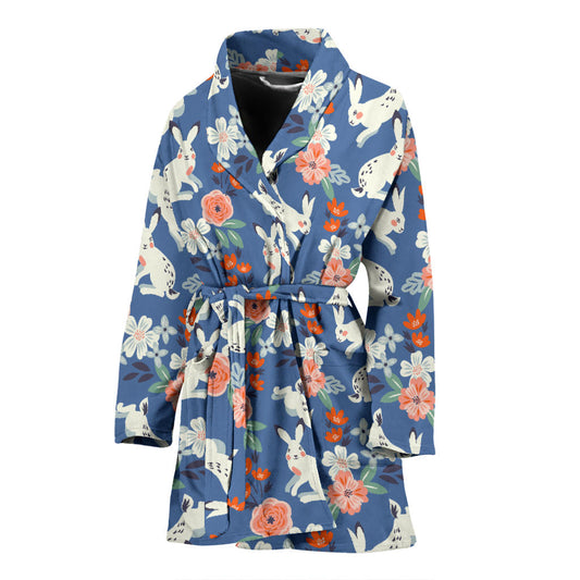 Bunny Pattern Print Design 07 Women Bathrobe