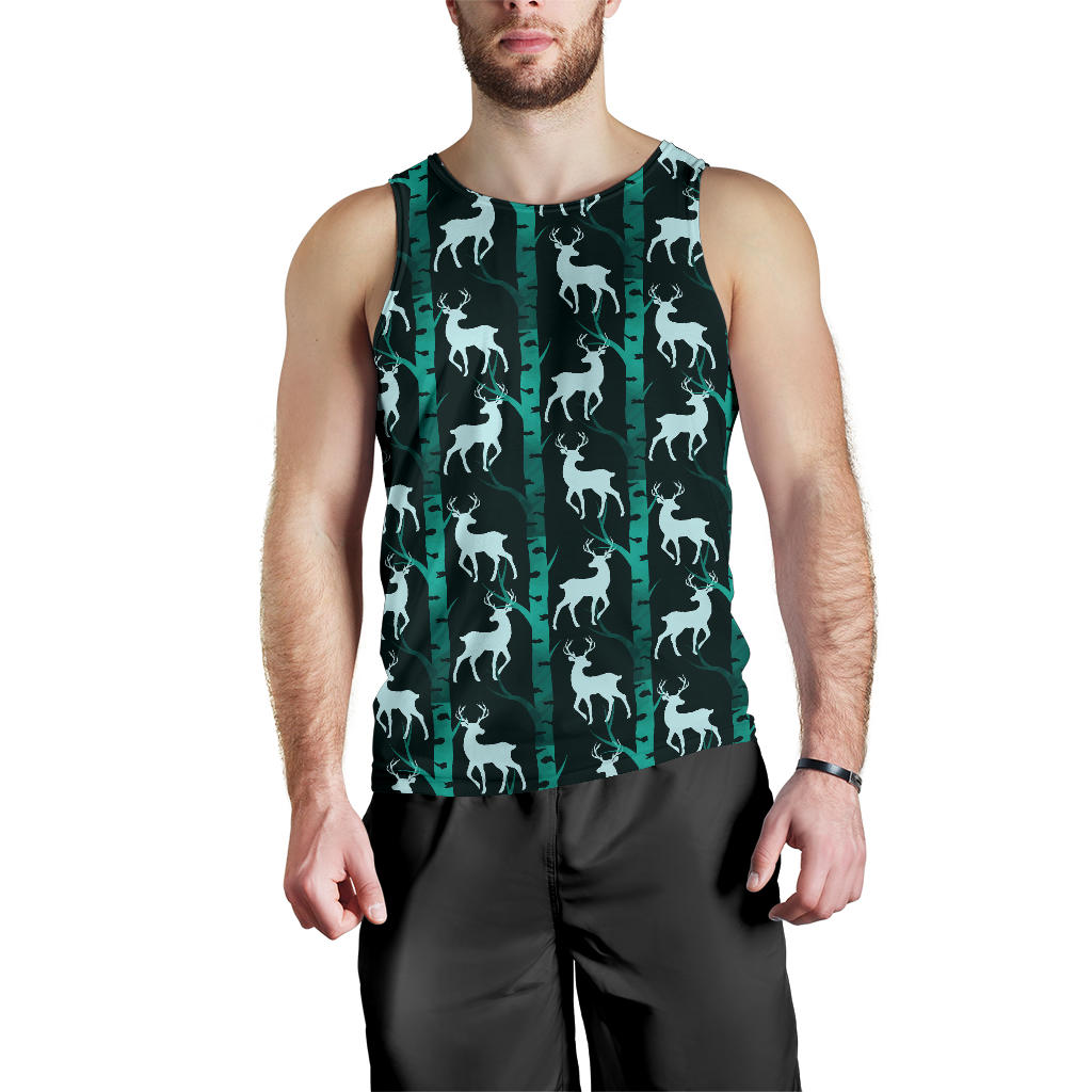 Deer Jungle Print Pattern Men Tank Top