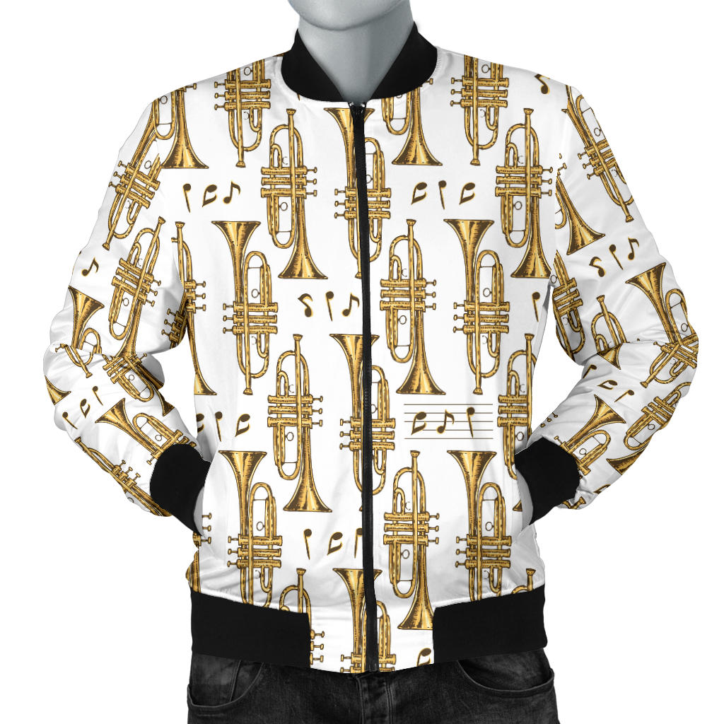 Trumpet with Music Note Print Men Bomber Jacket