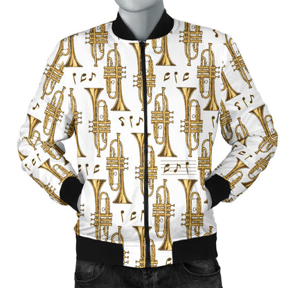 Trumpet with Music Note Print Men Bomber Jacket
