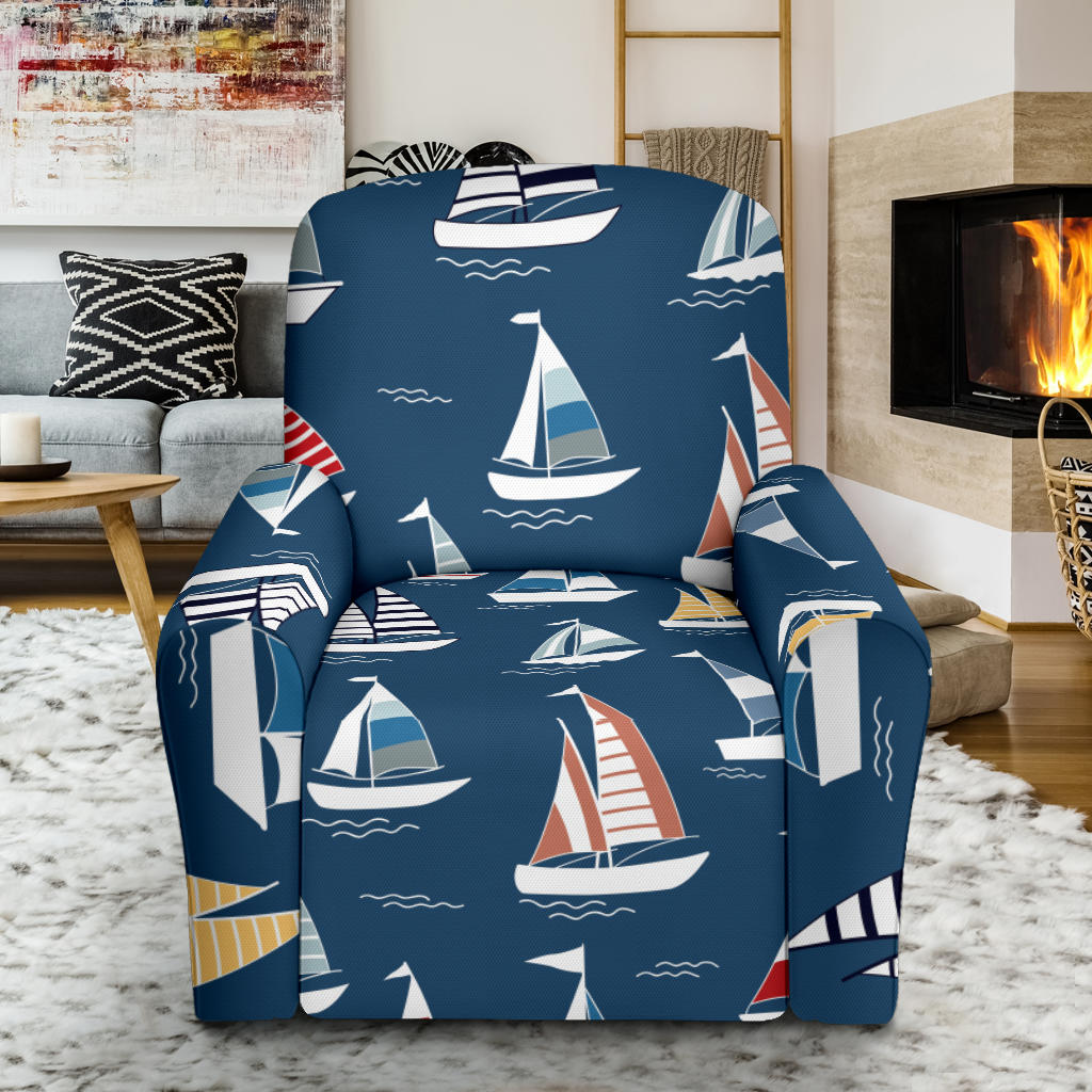 Sailing Ships Pattern Print Design A04 Recliner Slipcover with Pocket