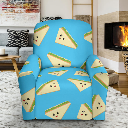 Sandwich Emoji Print Design LKS305 Recliner Slipcover with Pocket