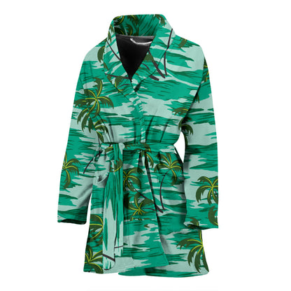 Palm Tree Pattern Print Design A01 Women Bathrobe
