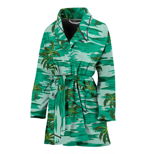 Palm Tree Pattern Print Design A01 Women Bathrobe
