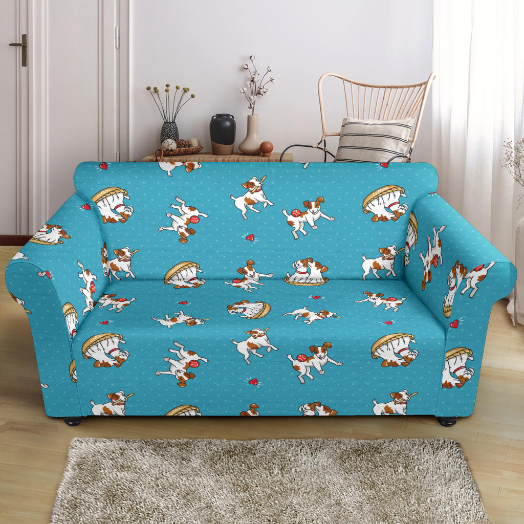 Russell Terriers Playing Print Design LKS305 Loveseat Couch Slipcover
