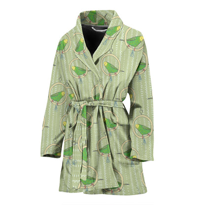 Budgerigar Pattern Print Design 02 Women Bathrobe