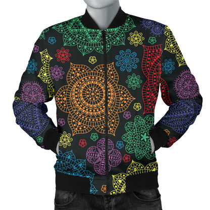 Chakra Mandala Print Pattern Men Bomber Jacket