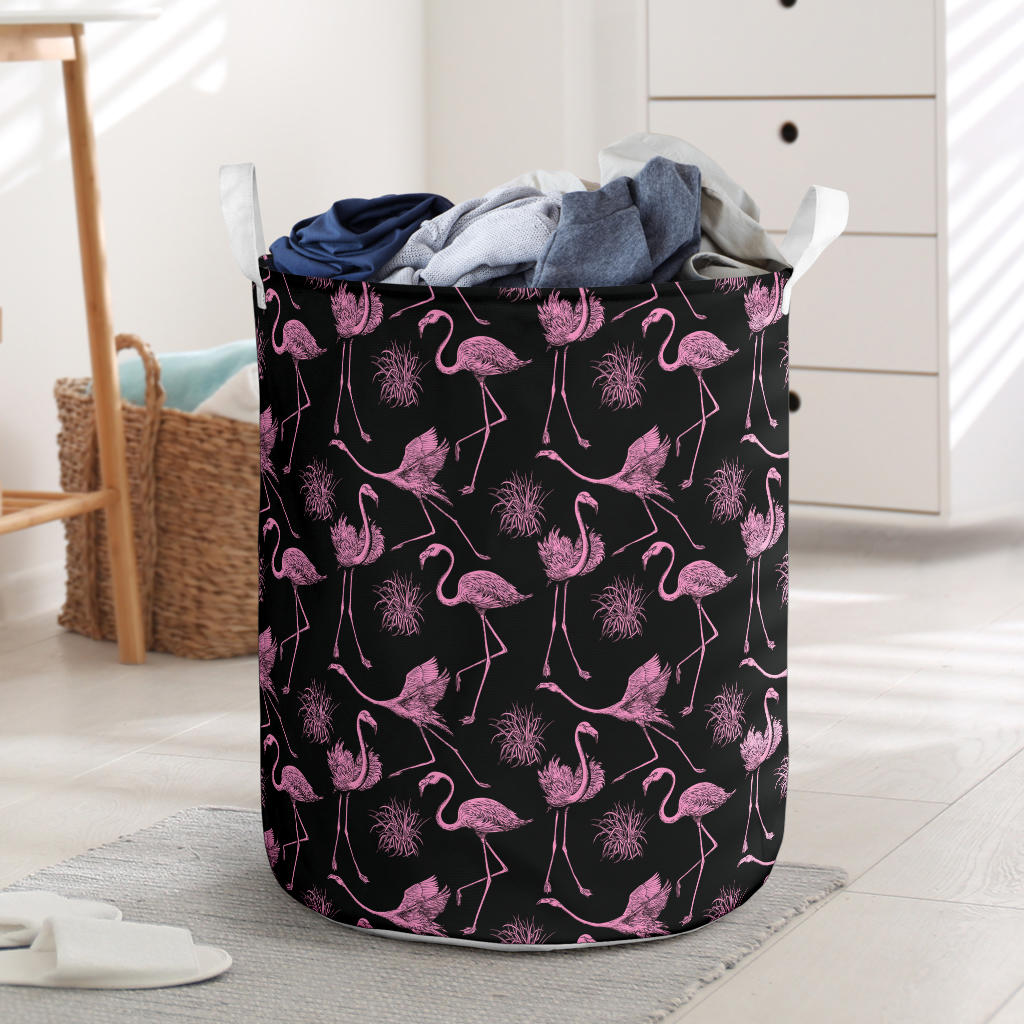 Flamingo Pink Print Pattern Laundry Basket