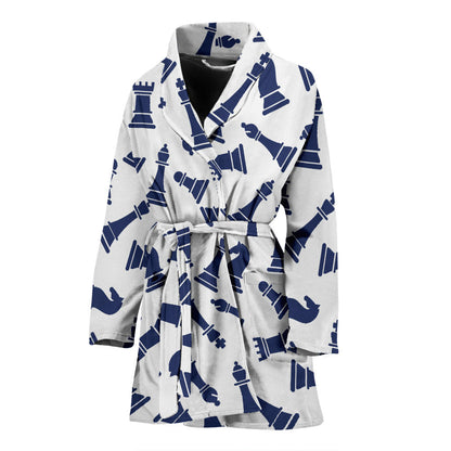 Chess Pattern Print Design 03 Women Bathrobe