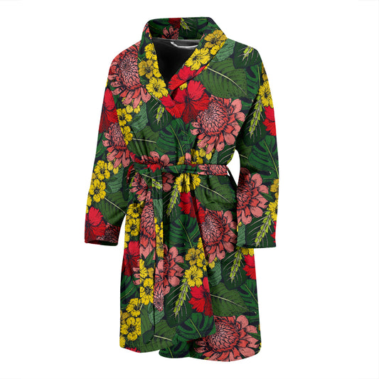 Summer Floral Print Design LKS305 Men Bathrobe