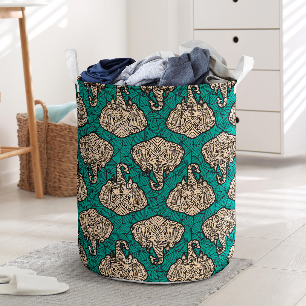 Boho Head Elephant Laundry Basket
