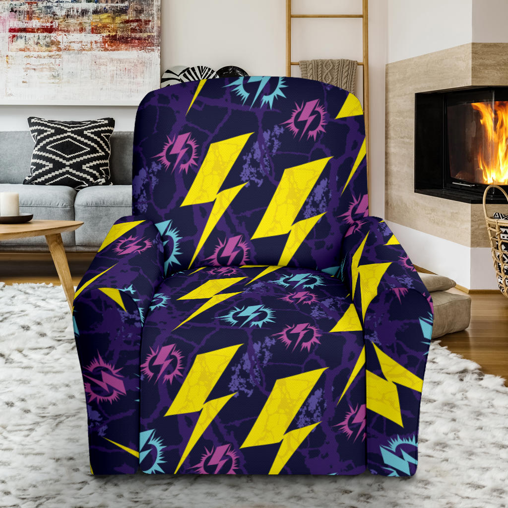 Lightning Thunder Pattern Print Design 01 Recliner Slipcover with Pocket