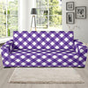 Gingham Purple Pattern Print Design 03 Sofa Slipcover