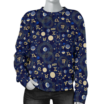 ZodiacThemed Design Print Women Long Sleeve Sweatshirt