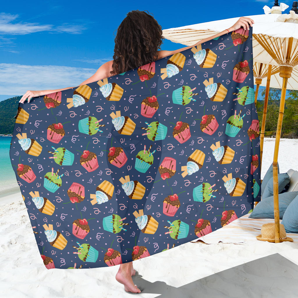 Cupcake Pattern Print Design 02 Sarong Pareo Wrap