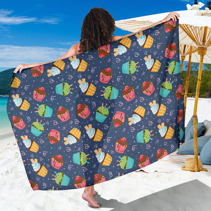 Cupcake Pattern Print Design 02 Sarong Pareo Wrap