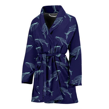 Blue Whale Print Design LKS402 Women Bathrobe