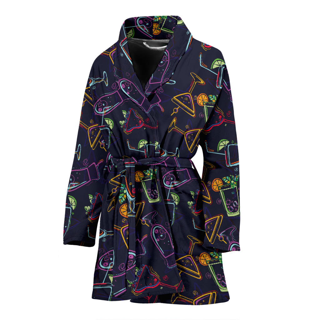 Cocktail Pattern Print Design 04 Women Bathrobe