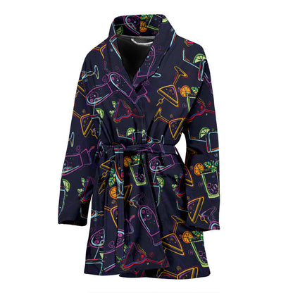 Cocktail Pattern Print Design 04 Women Bathrobe