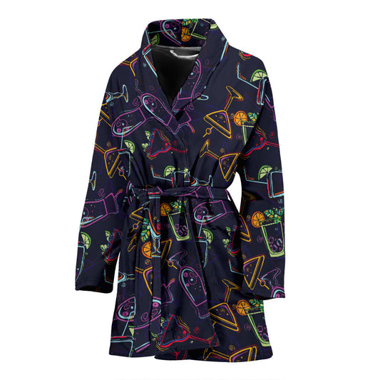 Cocktail Pattern Print Design 04 Women Bathrobe