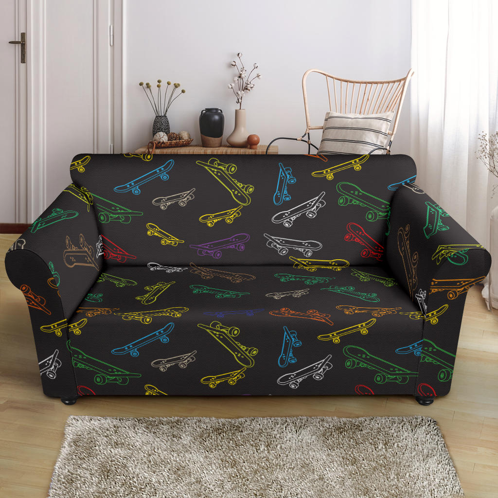Skateboard Print Design LKS301 Loveseat Couch Slipcover