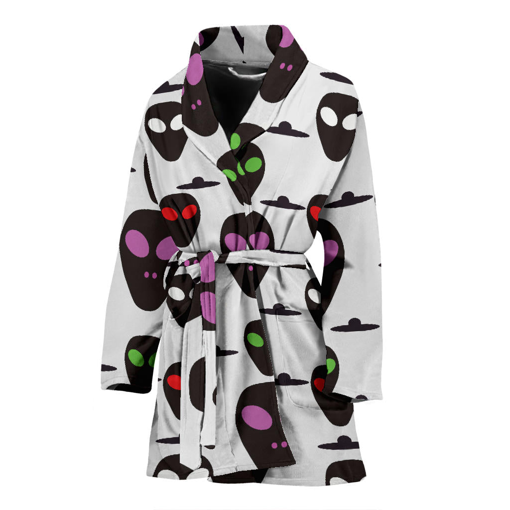 Alien Pattern Print Design 06 Women Bathrobe