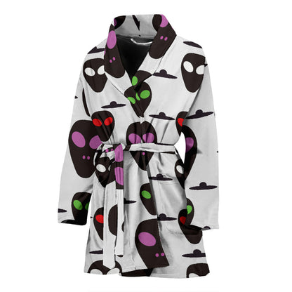 Alien Pattern Print Design 06 Women Bathrobe