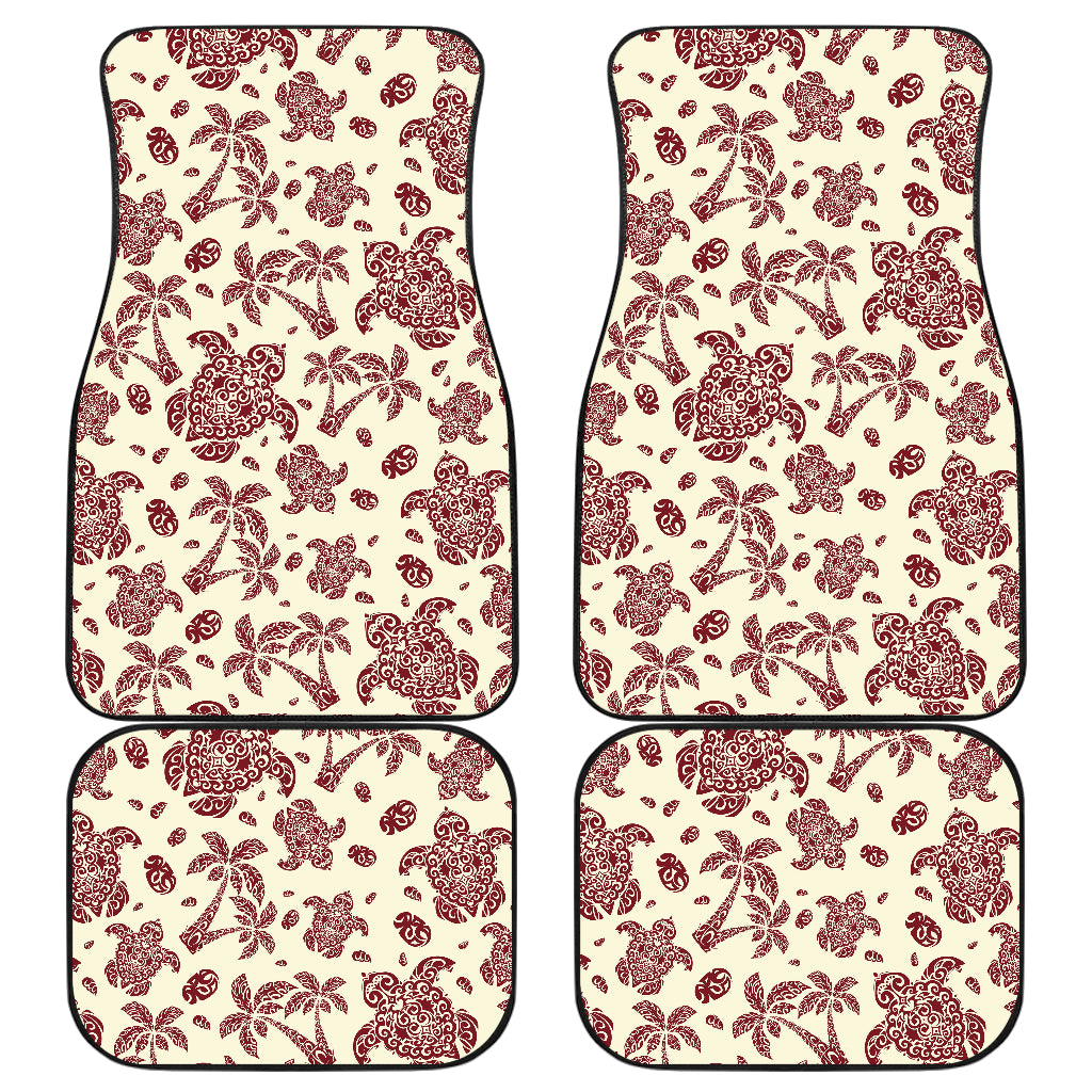 Polynesian Tattoo Turtle Themed Car Floor Mats Front Back