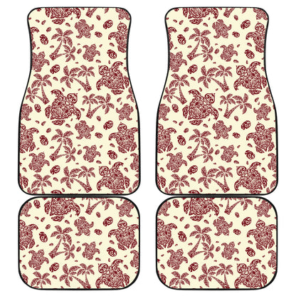 Polynesian Tattoo Turtle Themed Car Floor Mats Front Back