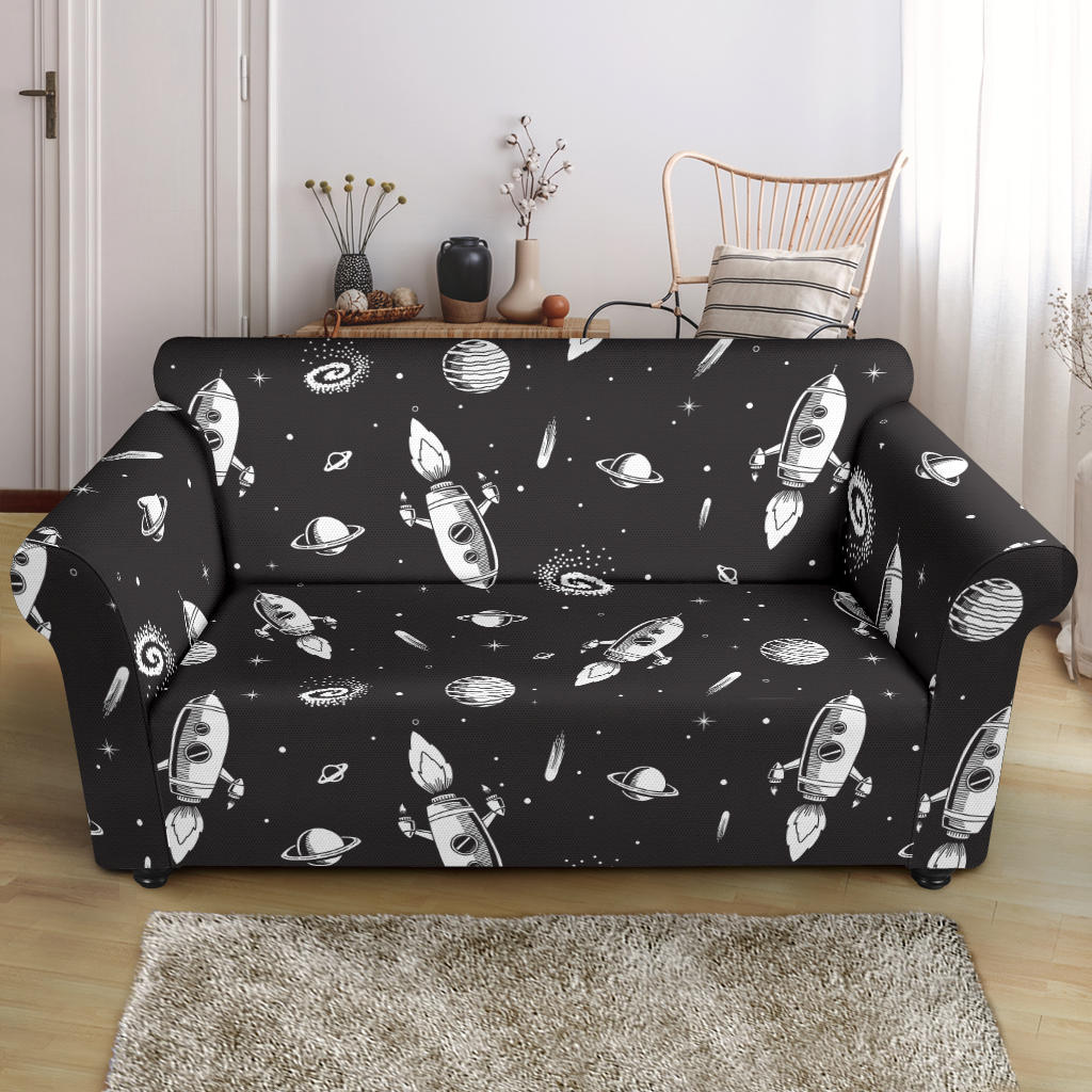 Space Rocket Print Design LKS303 Loveseat Couch Slipcover