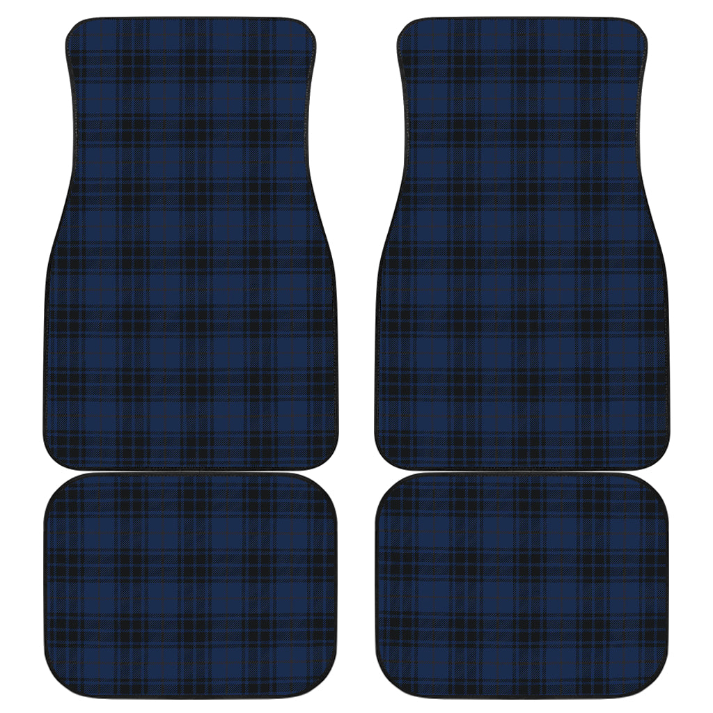 Navy Blue Tartan Plaid Pattern Car Floor Mats Front Back