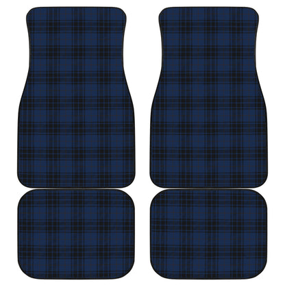 Navy Blue Tartan Plaid Pattern Car Floor Mats Front Back