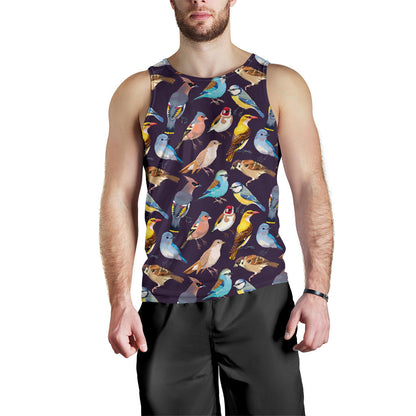 Bird Cute Print Pattern Men Tank Top