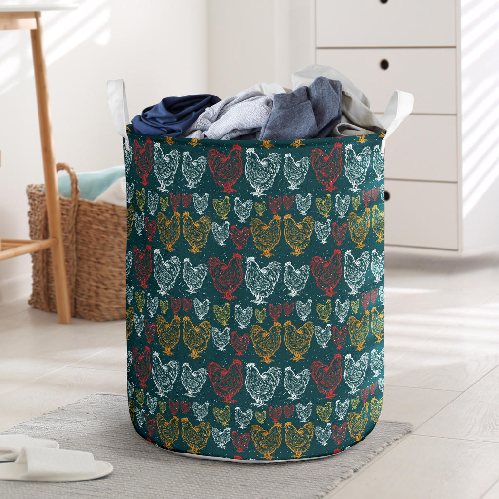 Rooster Hand Draw Design Laundry Basket