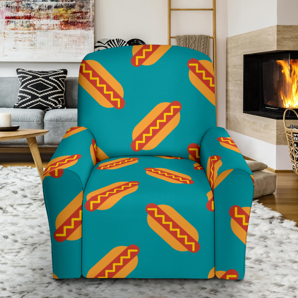 Hot Dog Pattern Print Design 03 Recliner Slipcover with Pocket
