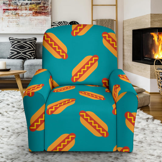 Hot Dog Pattern Print Design 03 Recliner Slipcover with Pocket
