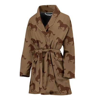 Horse Brown Print Design LKS307 Women Bathrobe