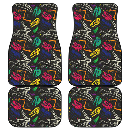 Dinosaur Skull Color Print Pattern Car Floor Mats Front Back