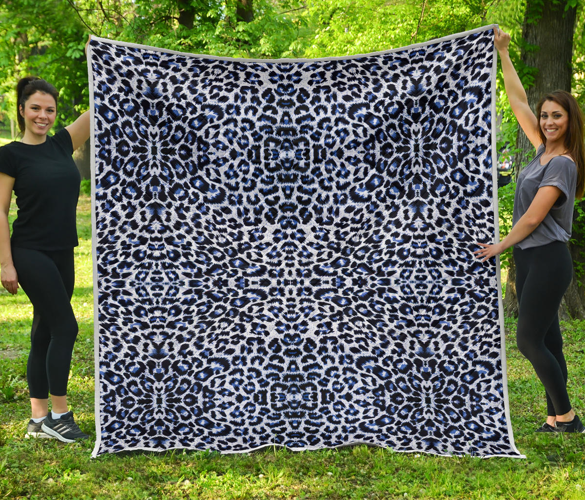 Leopard Blue Skin Print Quilt Bedspread