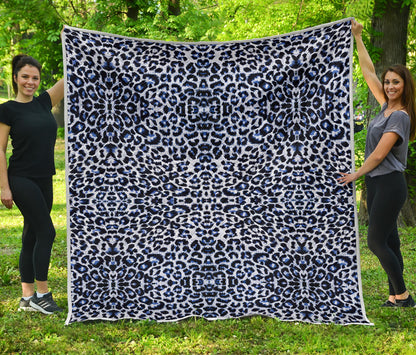 Leopard Blue Skin Print Quilt Bedspread