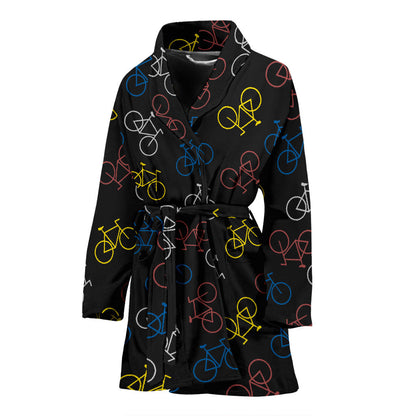 Bicycle Pattern Print Design 03 Women Bathrobe