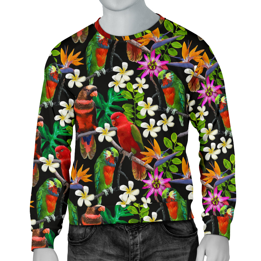 Parrot Design Print Men Long Sleeve Sweatshirt