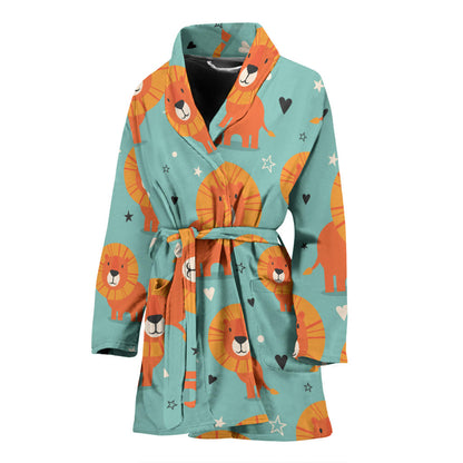 Lion Baby Pattern Print Design 03 Women Bathrobe