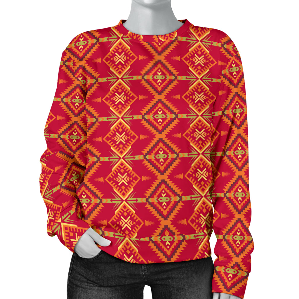 Southwest Aztec Design Themed Print Women Long Sleeve Sweatshirt