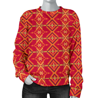 Southwest Aztec Design Themed Print Women Long Sleeve Sweatshirt