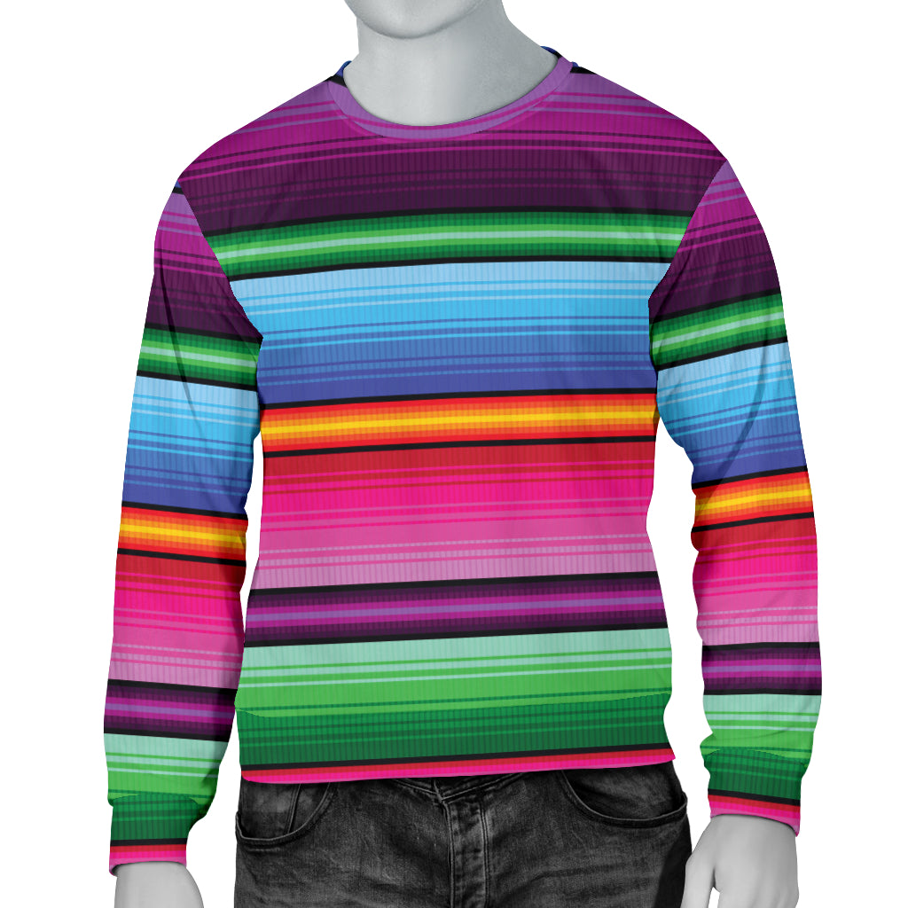 Mexican Blanket Colorful Print Pattern Men Long Sleeve Sweatshirt