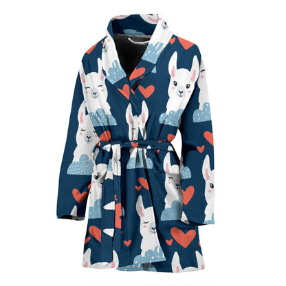 Alpaca Love Pattern Print Design 05 Women Bathrobe