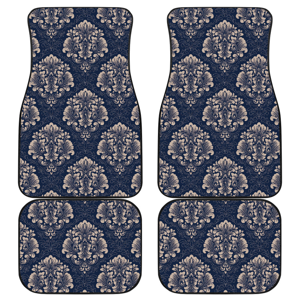Damask Blue Luxury Print Pattern Car Floor Mats Front Back
